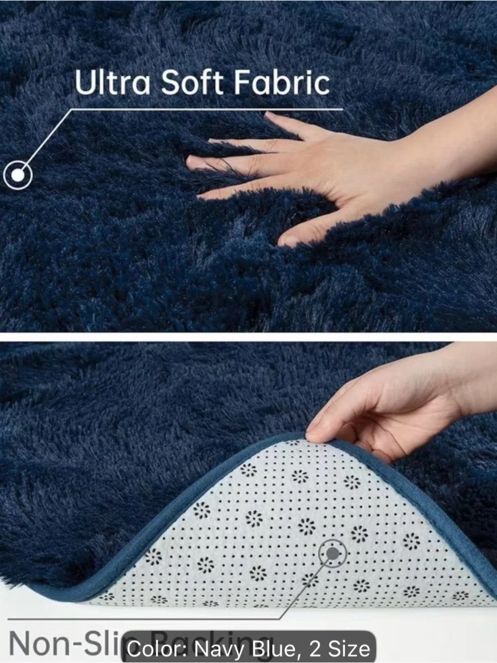 Navy Blue Luxurious Fluffy Shag Rug Ultra Soft,Plush,Fuzzy, Durable 4x6ft